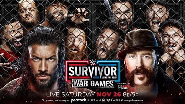 WWE Survivor Series 2022 graphic showing The Bloodline & The Brawling Brutes, Kevin Owens and Drew McIntyre